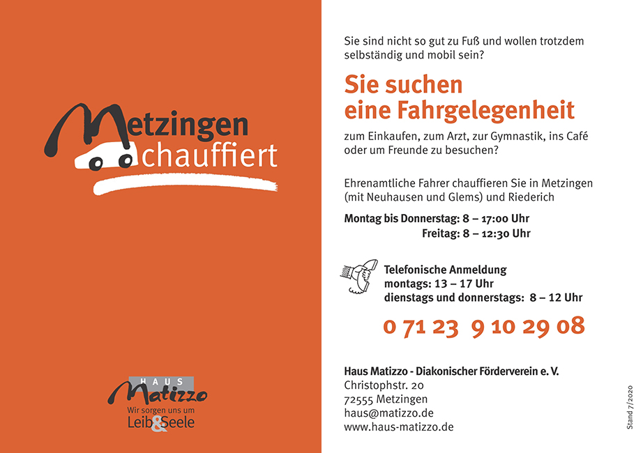 Metzingen Chauffiert - Flyer Juli 2020