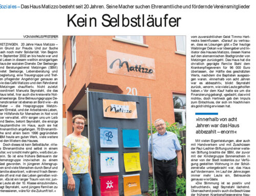 20 Jahre Haus Matizzo – Ein Grund zur Freude – GEA Artikel