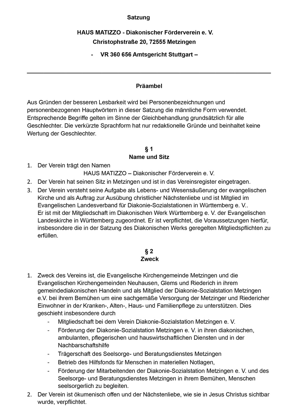 Satzung Matizzo 07 2026