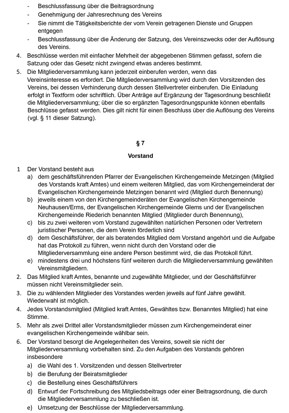 Satzung Matizzo 07 2026