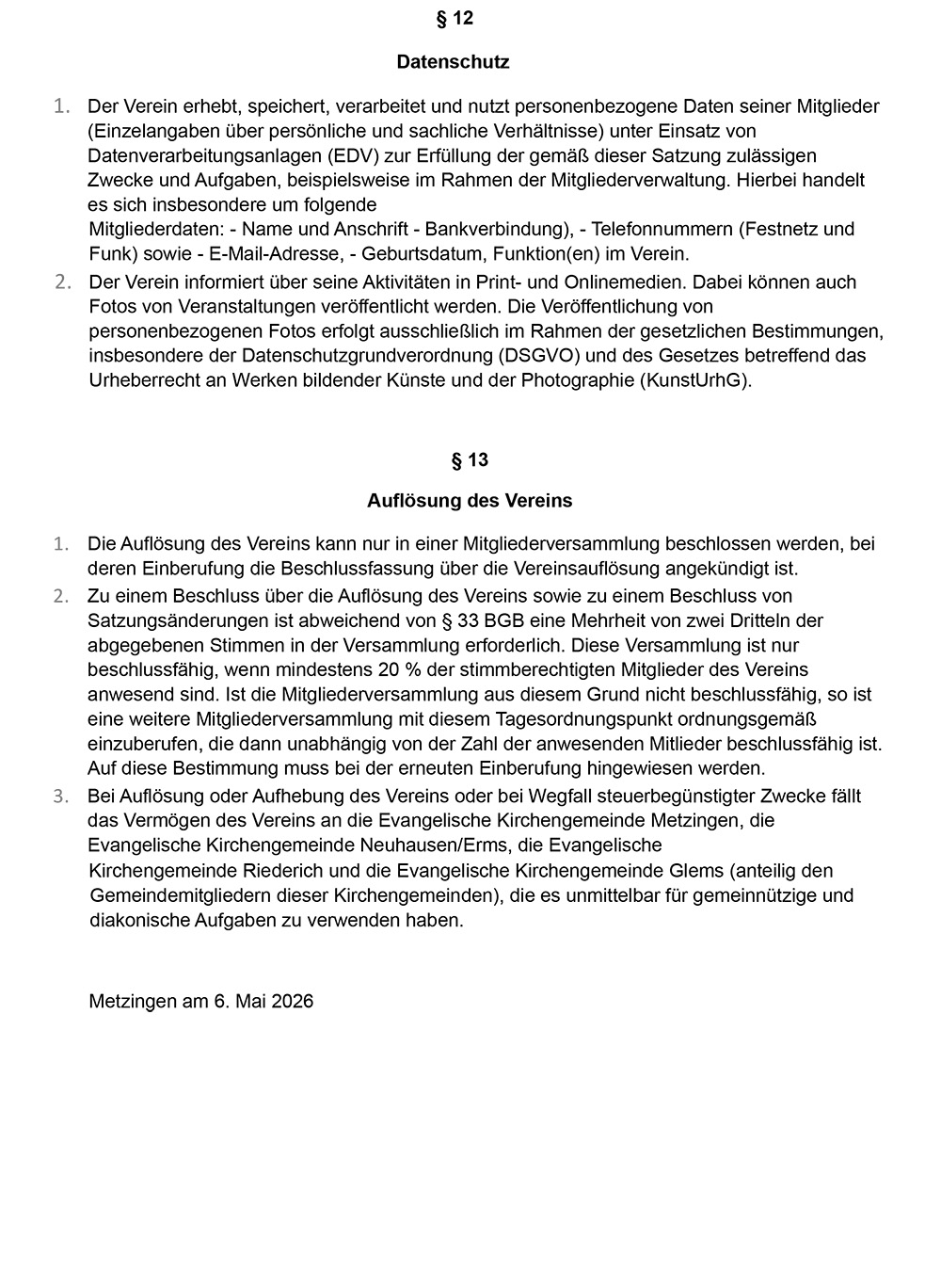 Satzung Matizzo 07 2026