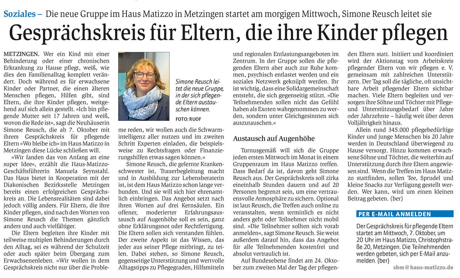 Pressebericht_gea_pflegendeEltern_10_26 Haus Matizzo Metzingen